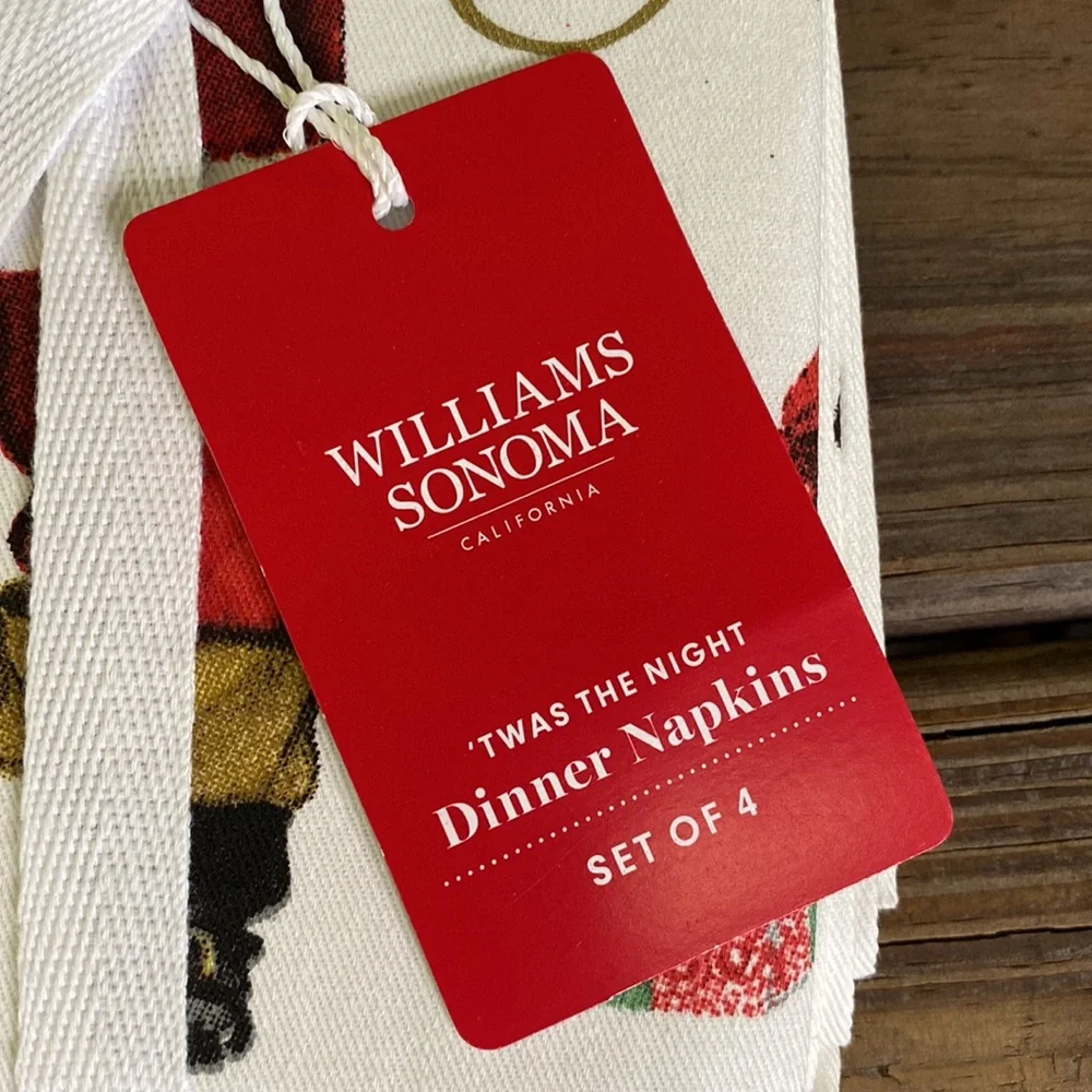 Williams Sonoma 'Twas the Night Before Christmas Napkins - Set of 4 🎅🏻🦌🎄⛄️